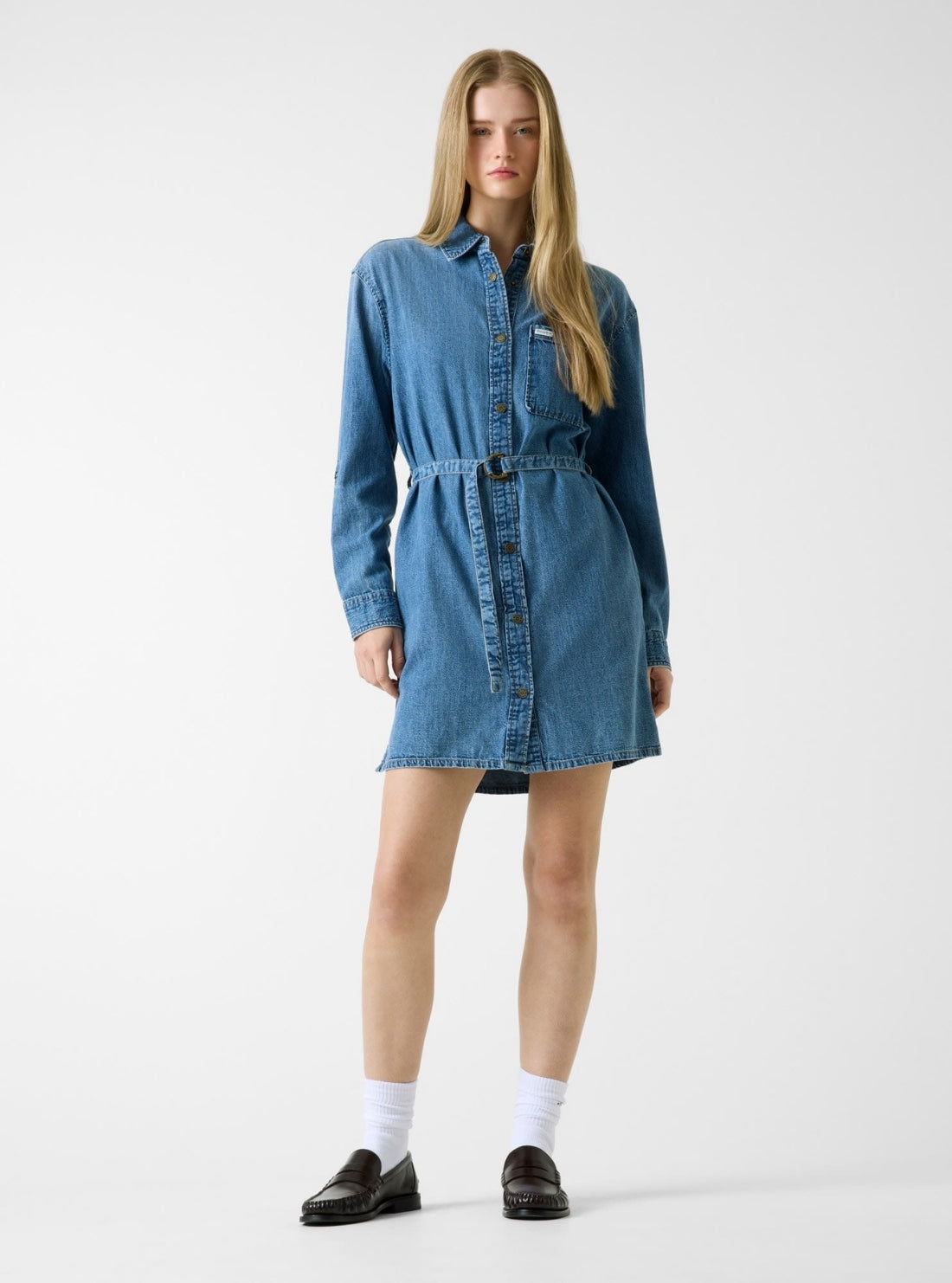 Guess Jeans Blue Denim Shirt Dress W6RK26D5M81 Full View