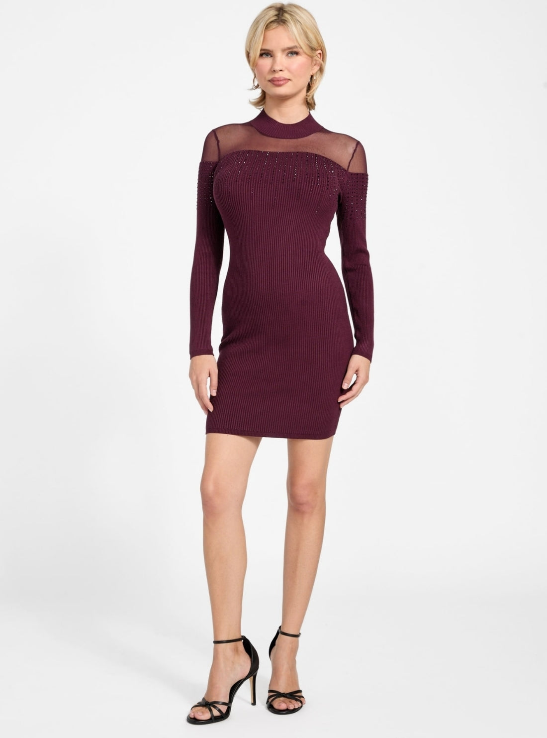 GUESS Womens Eco Red Jeena Mini Embellished Dress W6RK98Z2YJ2 Full View