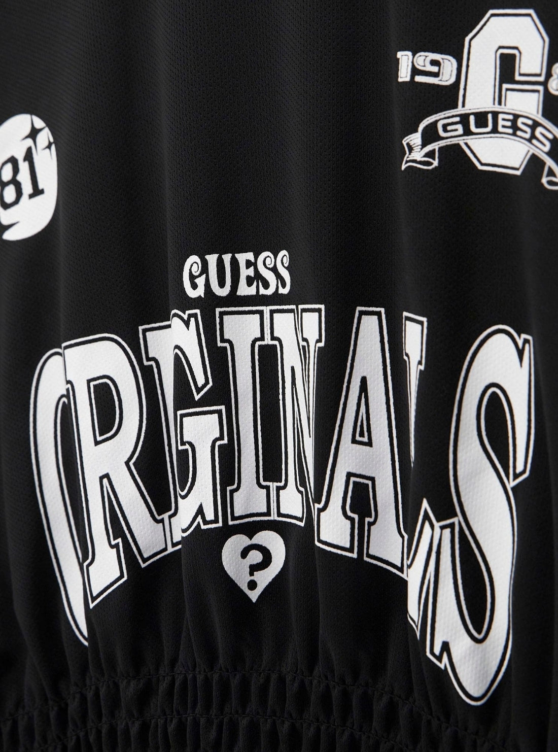 Guess Originals Black Shirred Printed Sports T-Shirt W6RP48K1302 Detail View