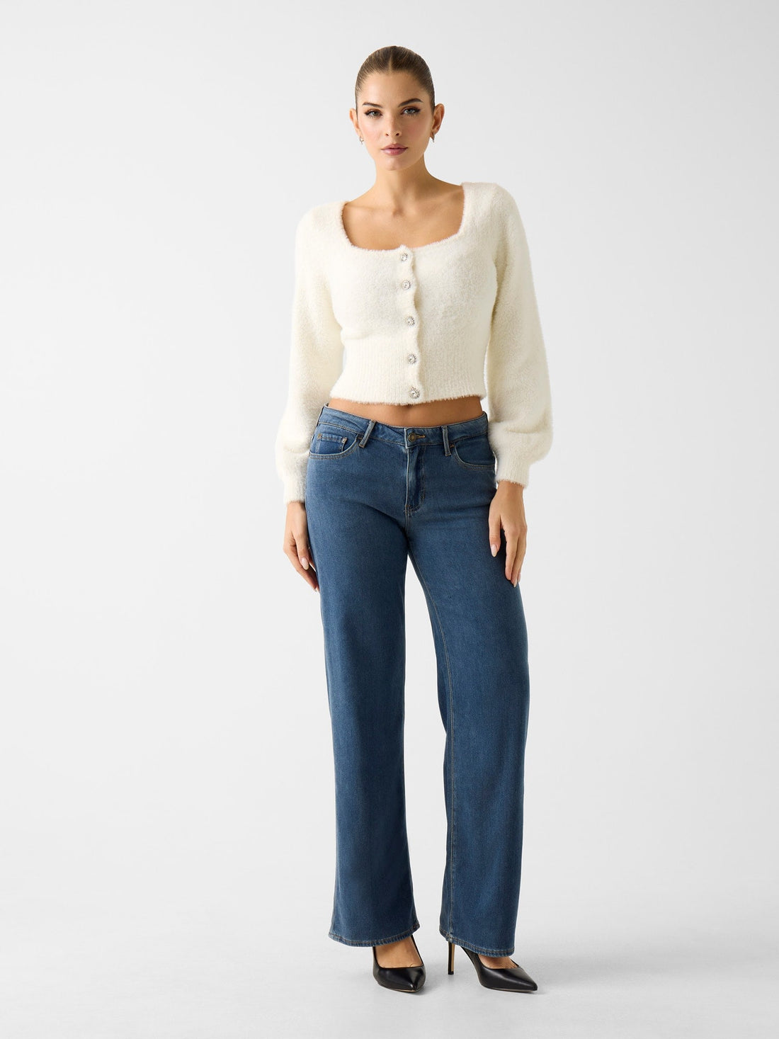 White Myko Fuzzy Cardigan