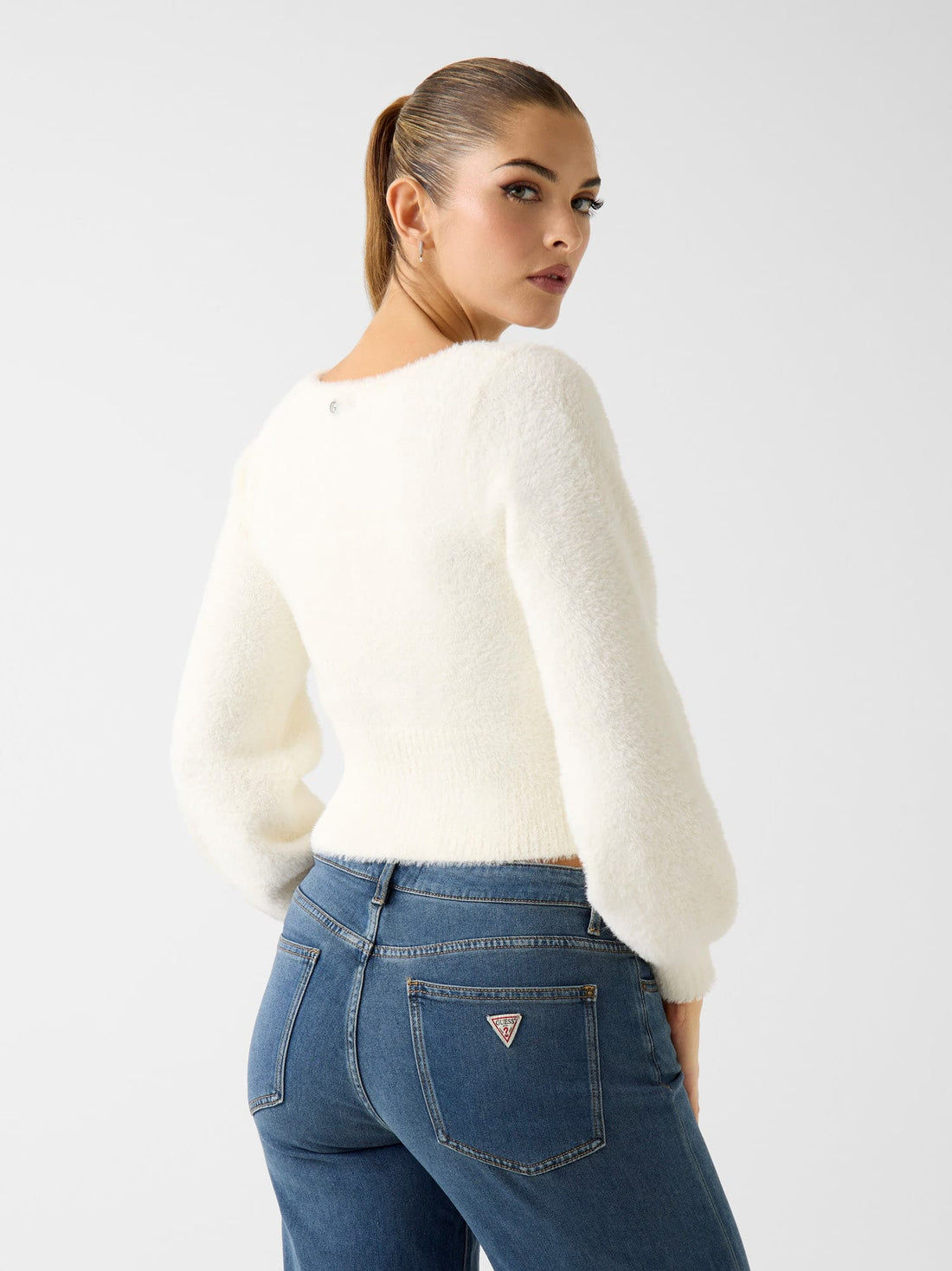 White Myko Fuzzy Cardigan