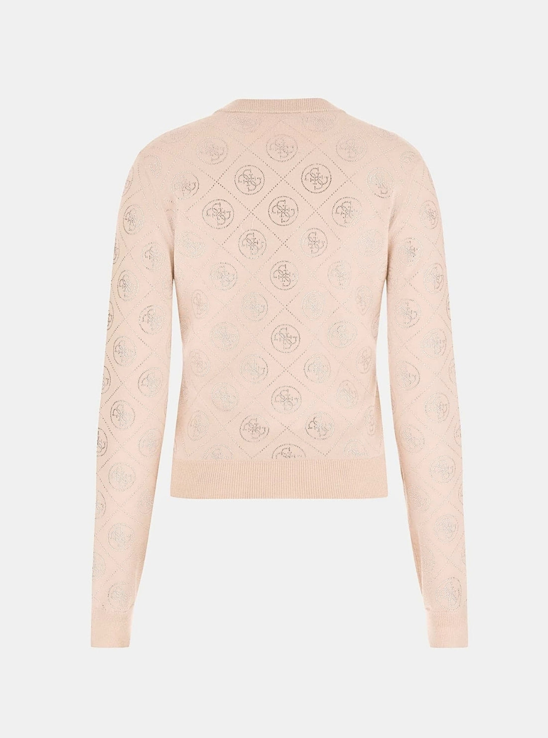 GUESS Womens Beige Rhinestone 4G Sweater W6RR66Z3JD2 Back Flatlay
