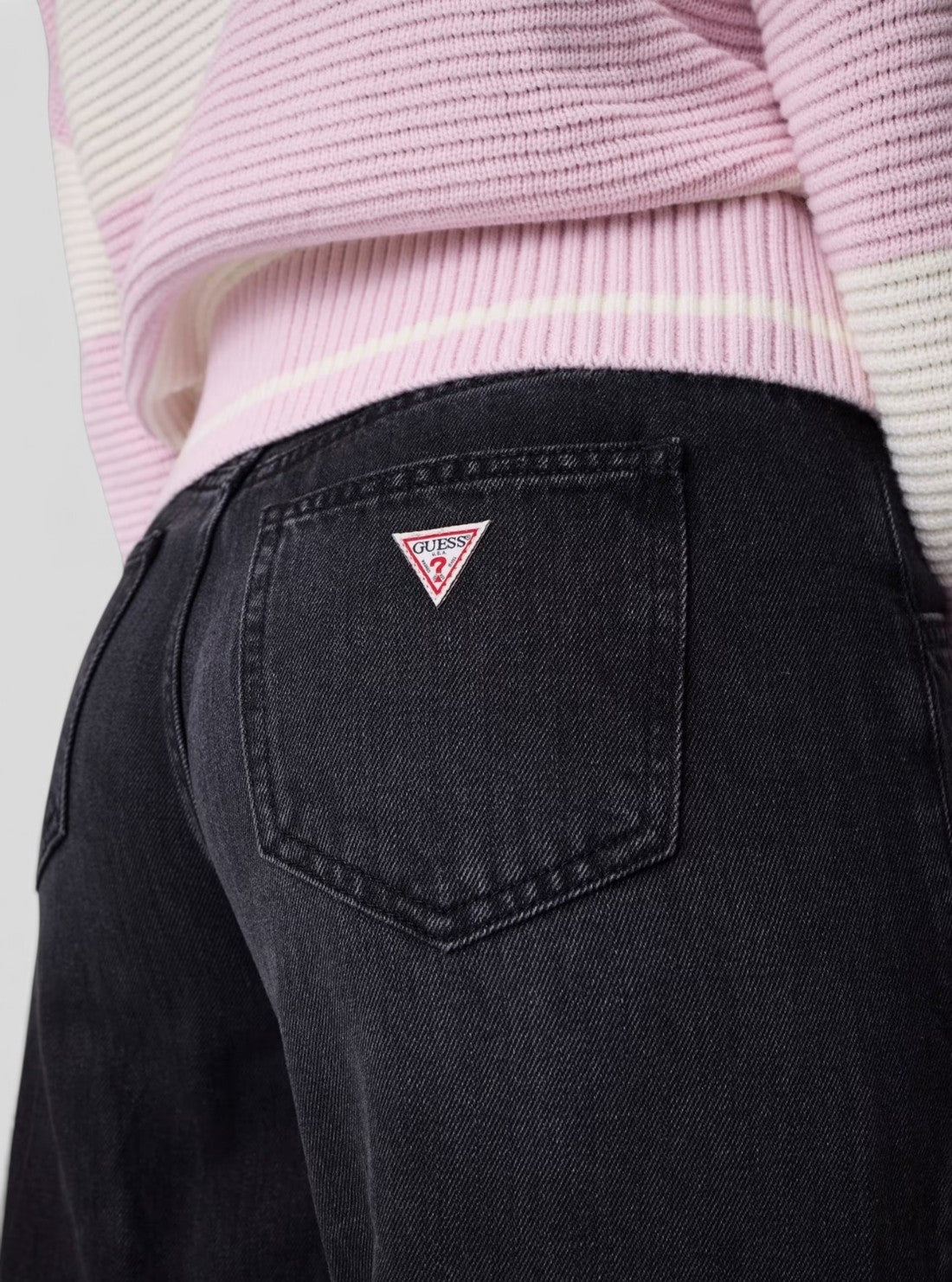 Guess Jeans Black G11 Wide Leg Panelled Jeans W6YA05D1180 Detail View