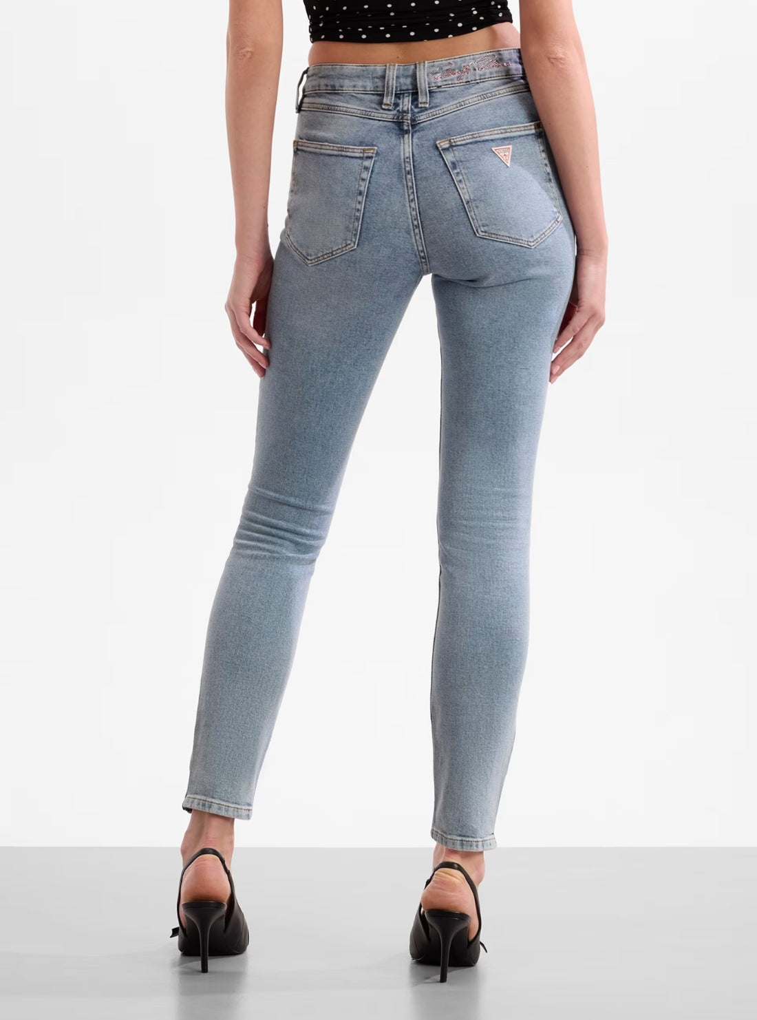 GUESS Womens Mid-Rise Marilyn Anniversary Jeans in Light Wash W6YAJSD2310 Back View2