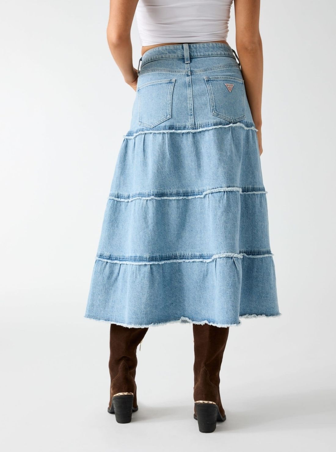 GUESS Womens Denton Rori Denim Midi Skirt W6YD57D1446 Back View