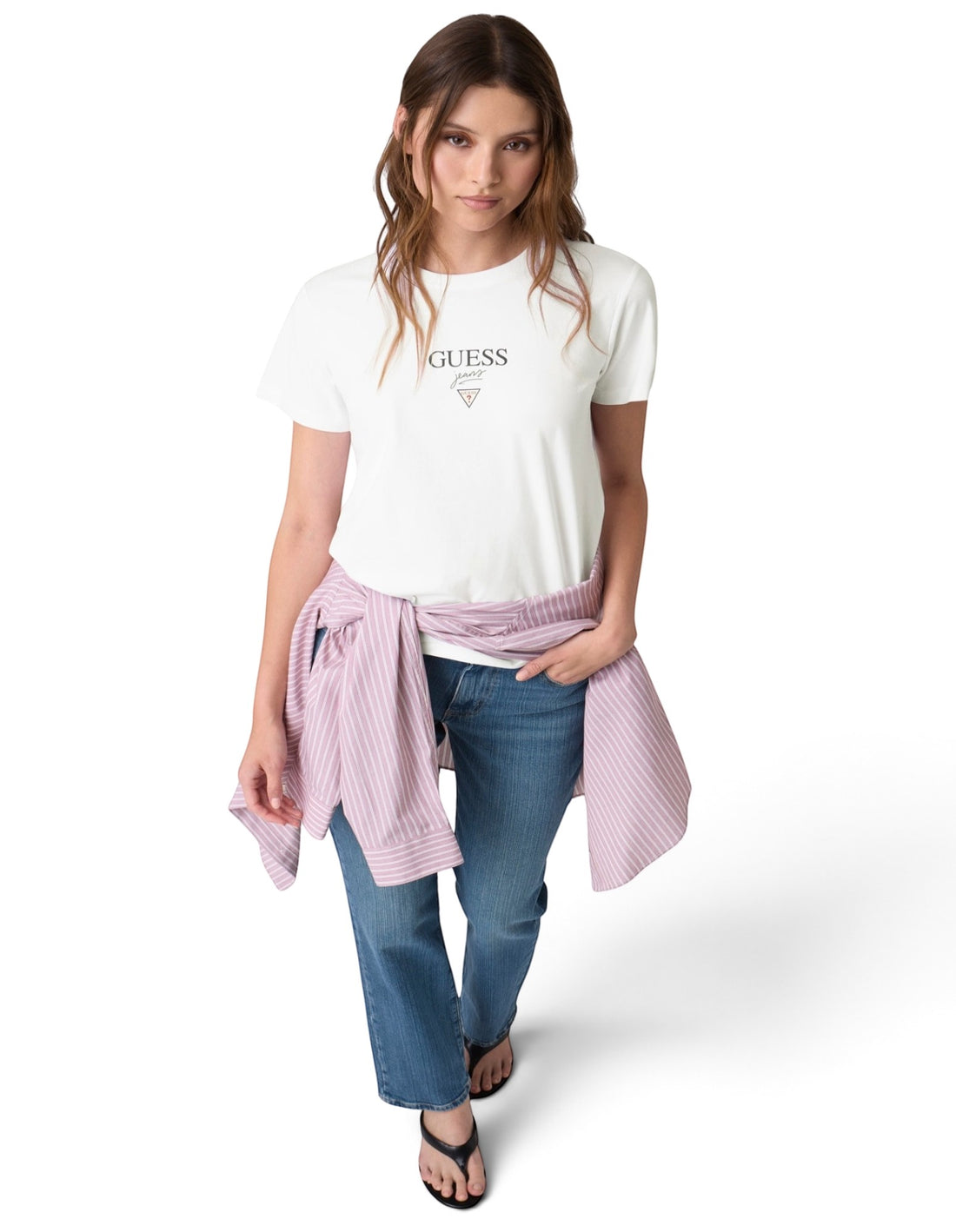Guess Jeans White Baker Logo Regular Fit Tee