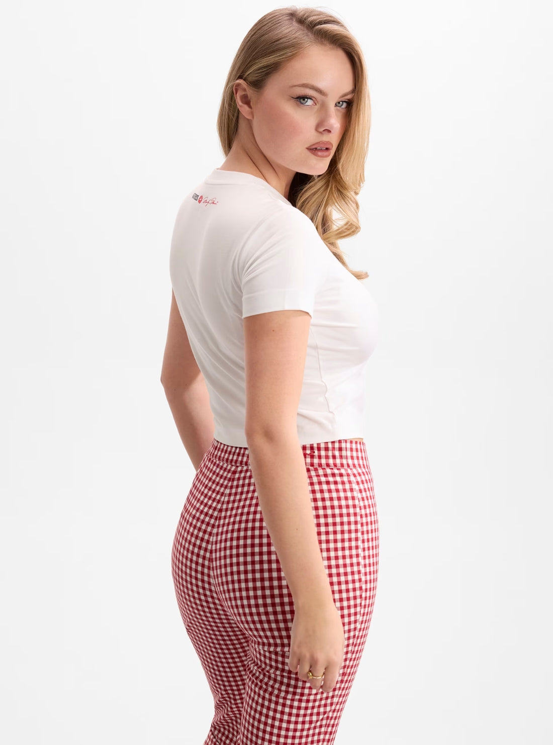 GUESS Womens Eco White Marilyn Crop T-Shirt W6YI64K6710 Side View