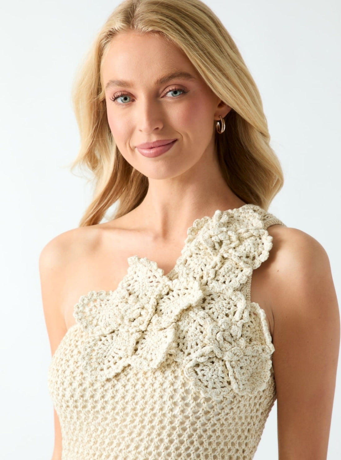 GUESS Womens Natural Multi Alicia Crochet Flower Dress W6YK56Z1041 detail View