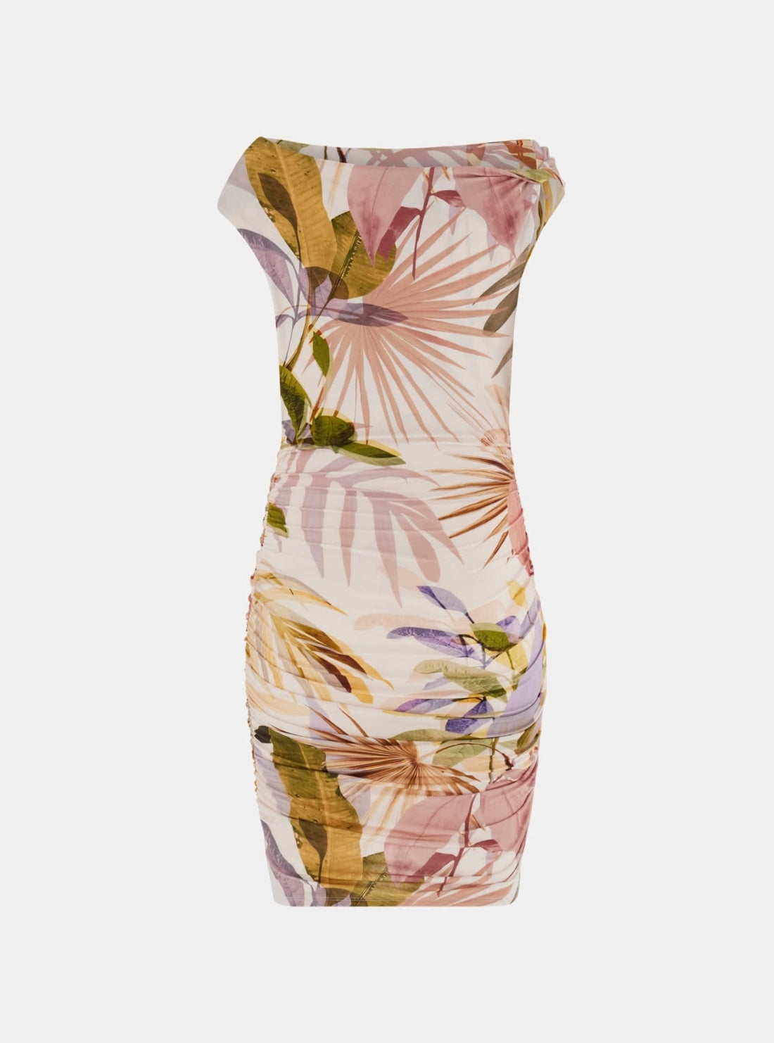 GUESS Womens Sarika Palm Print Rita Bodycon Mini Dress W6YK62K4594 Flatlay