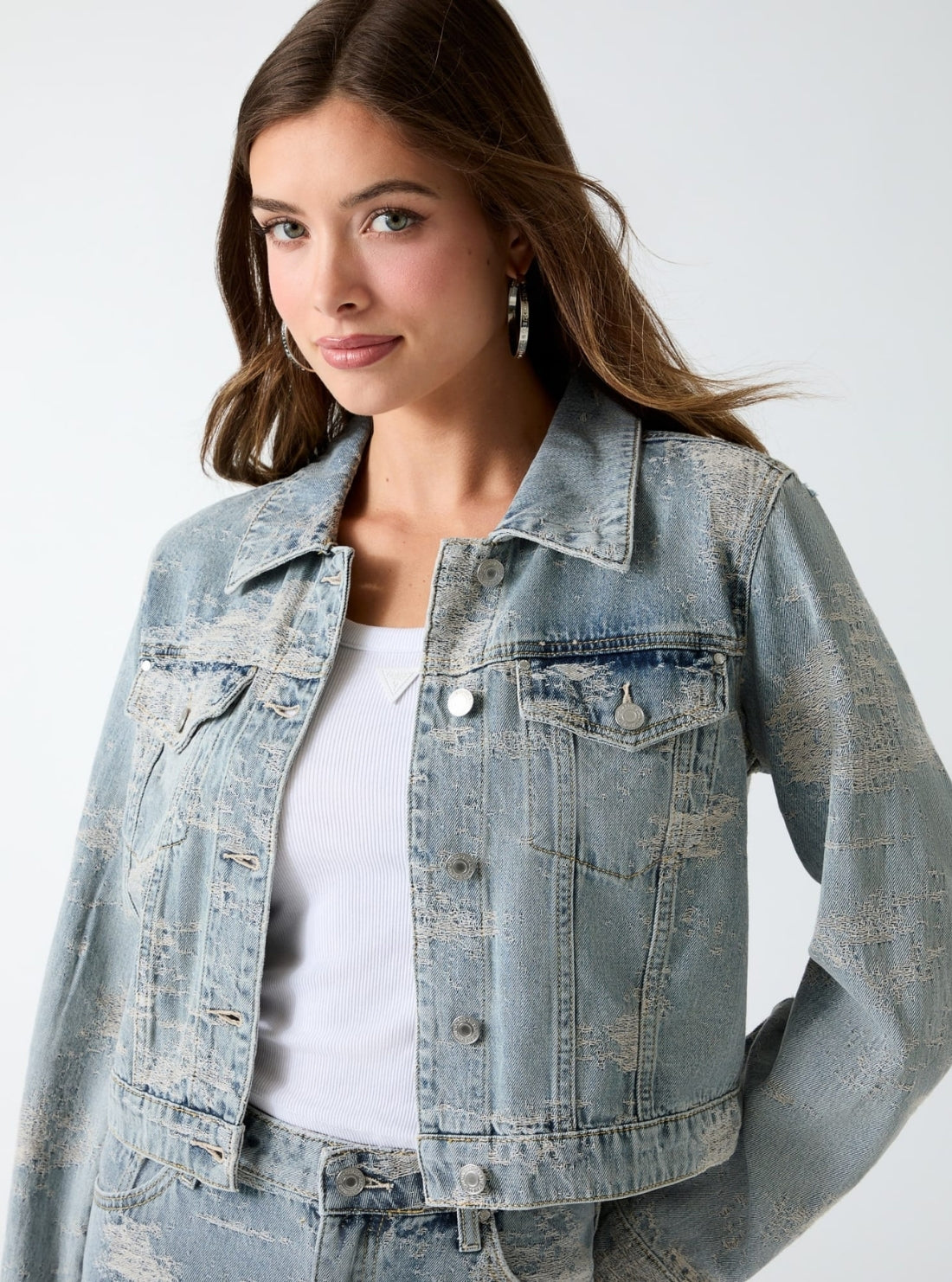 GUESS Womens Tokio Dream Billie Denim Jacket W6YN05D1343 Detail View