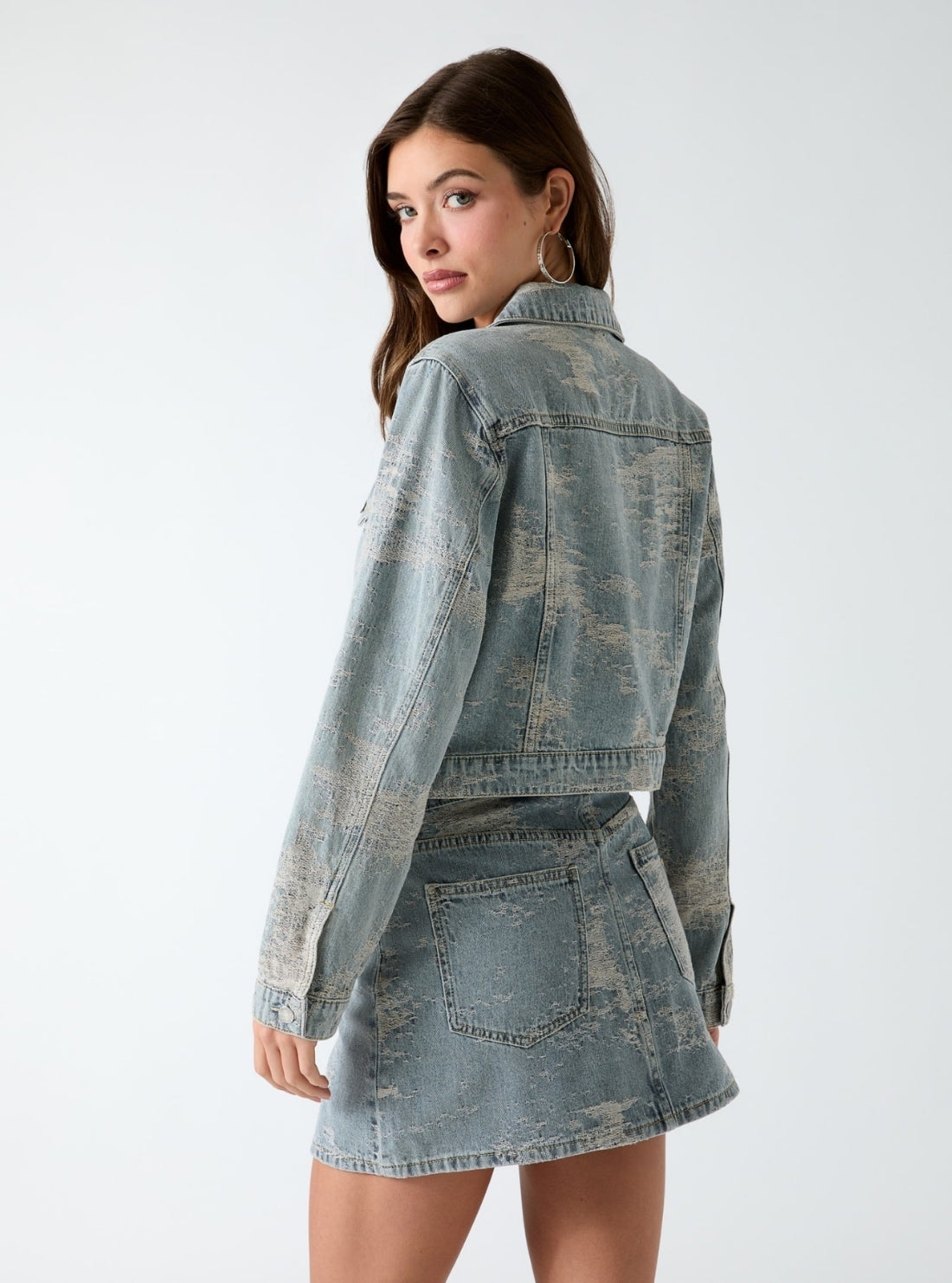 GUESS Womens Tokio Dream Billie Denim Jacket W6YN05D1343 Back View