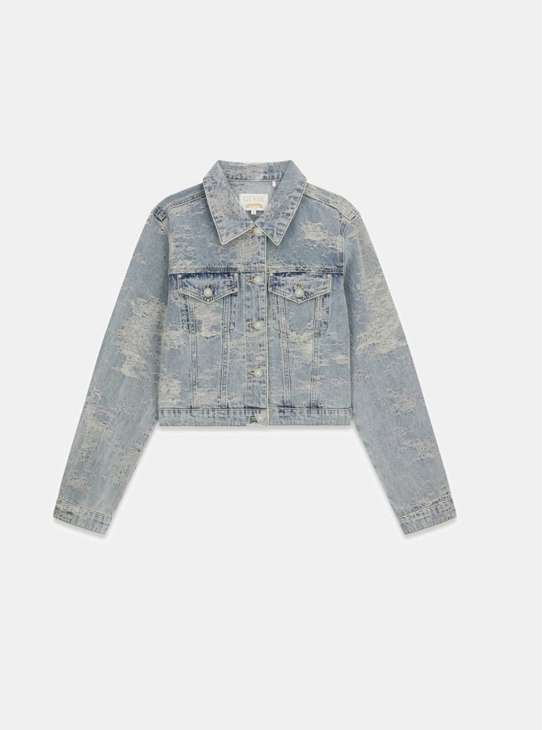 GUESS Womens Tokio Dream Billie Denim Jacket W6YN05D1343 Flatlay