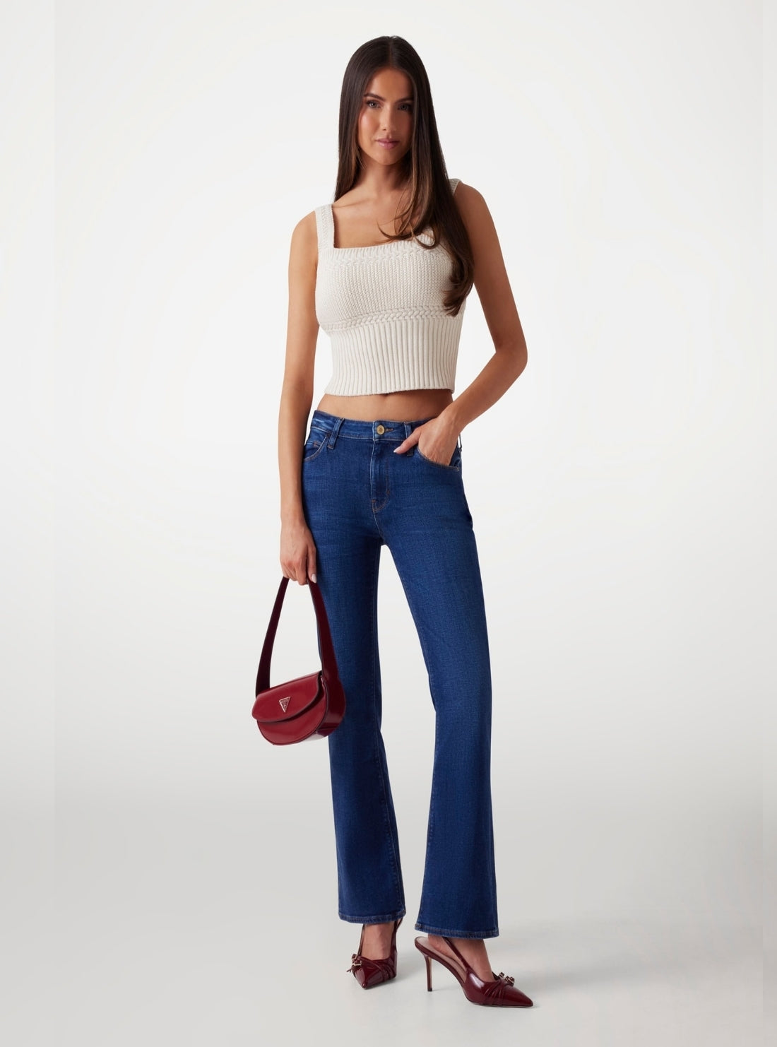 GUESS Womens  Mid-Rise Bootcut Jeans in Medium Wash  WBGA58D4MZ0 Full View