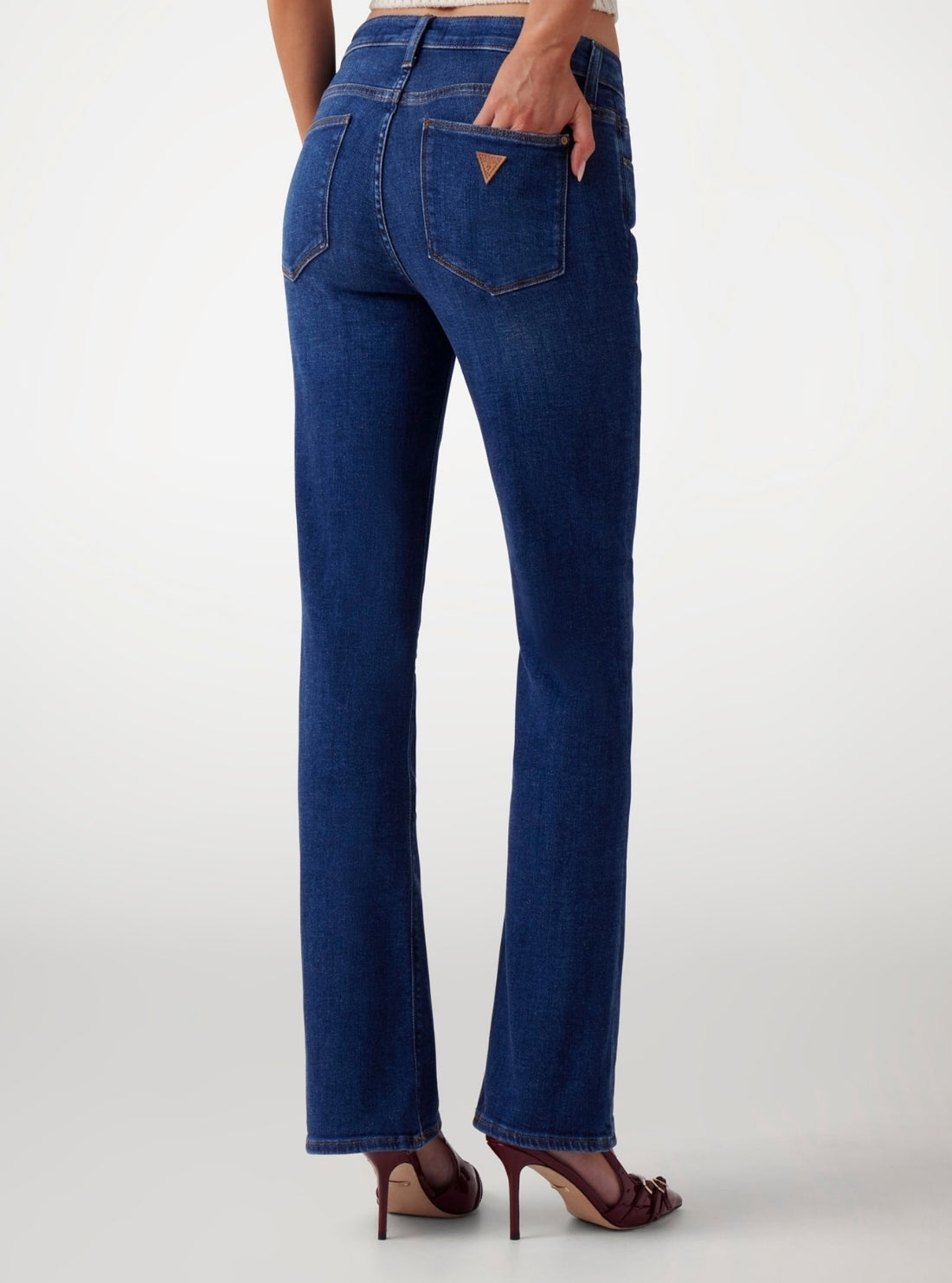 GUESS Womens  Mid-Rise Bootcut Jeans in Medium Wash WBGA58D4MZ0 Back View
