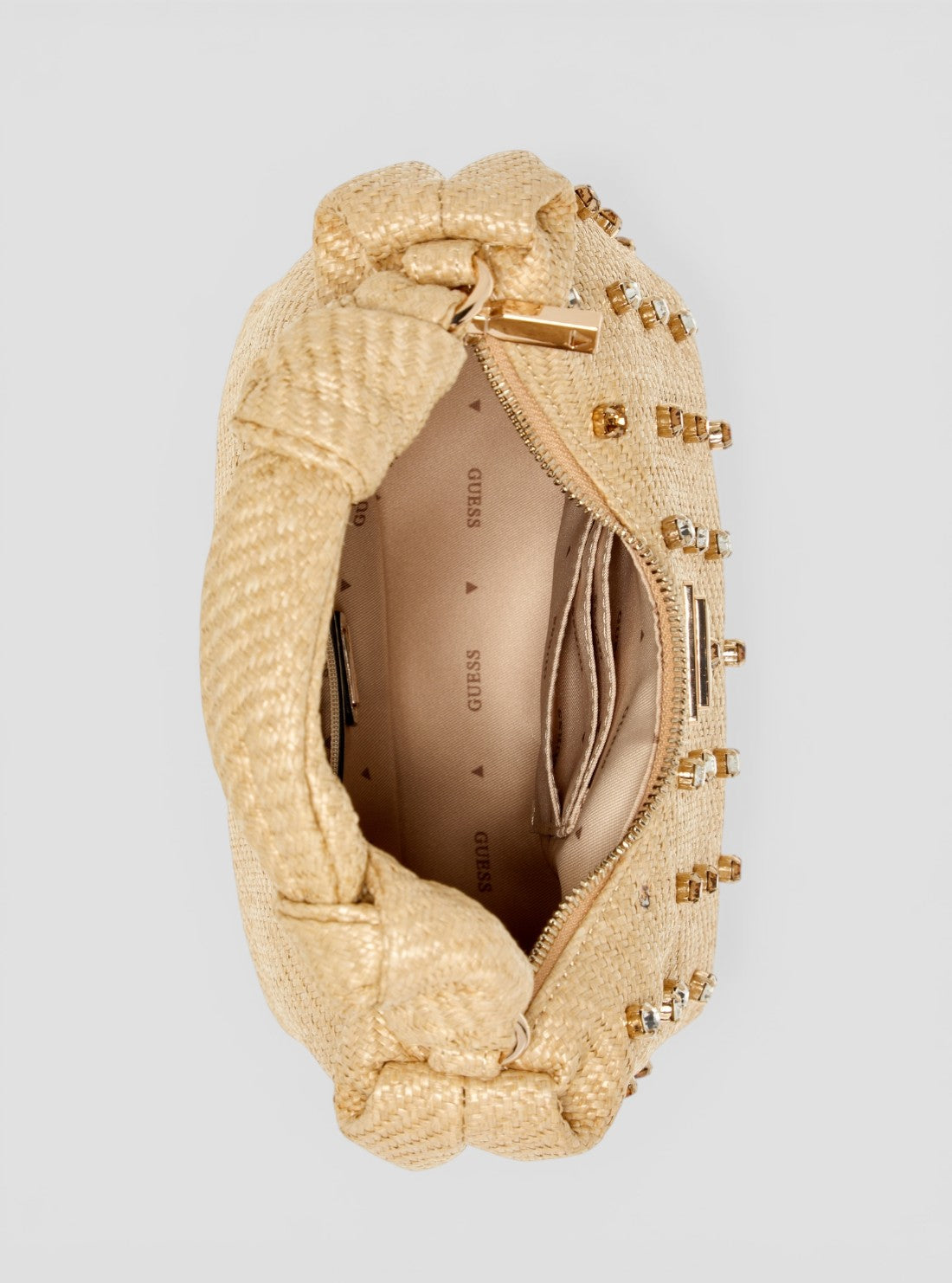 GUESS Womens Beige Isotta Small Hobo Bag WE966001 Inside View