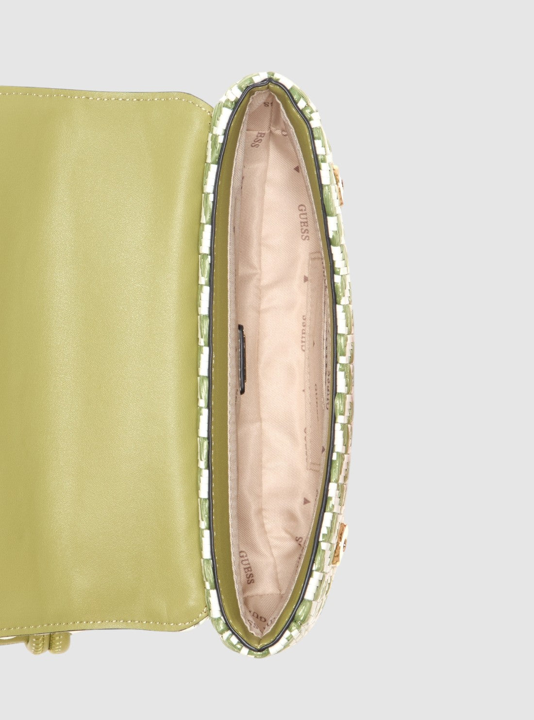 GUESS Womens Green Multi Tessi Flap Shoulder Bag WG769119 Inside View