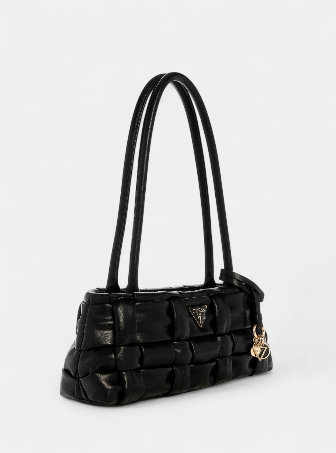 GUESS Womens Black Marion Shoulder Satchel Bag WG807208 Front Side View