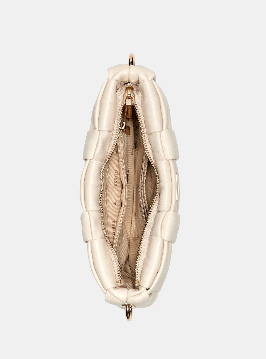 GUESS Womens White Marion Mini Crossbody Bag WG807272 Inside View