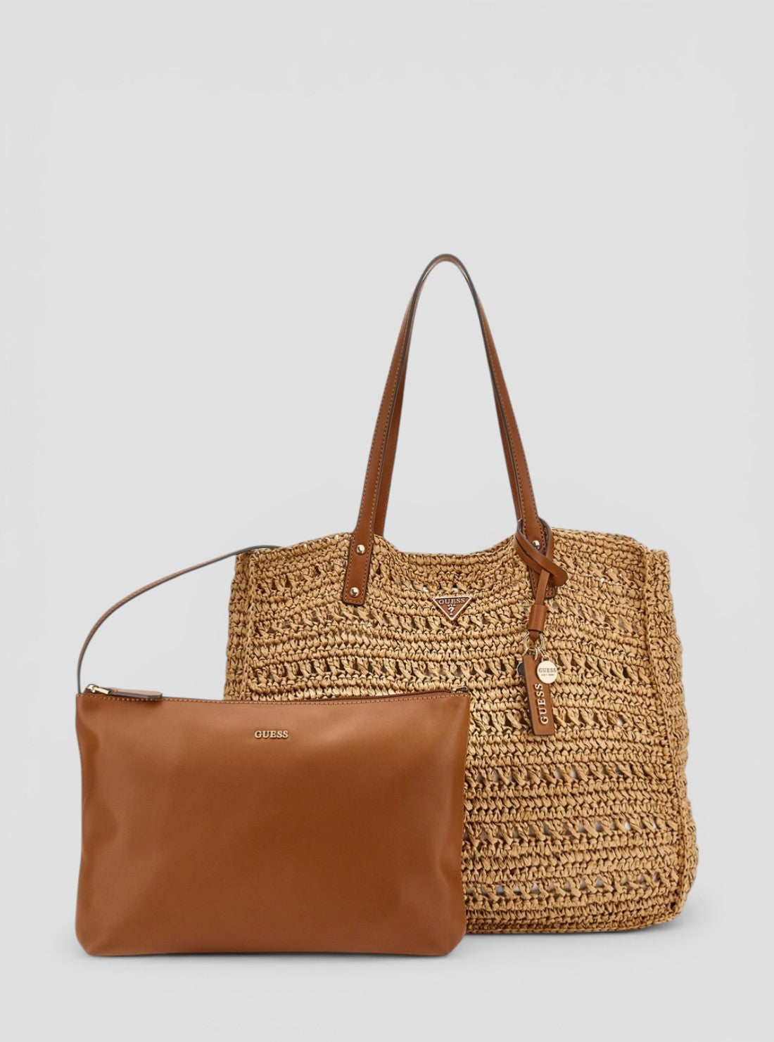 GUESS Womens Brown Irene Large 2 In 1 Tote Bag WG868524 Front View