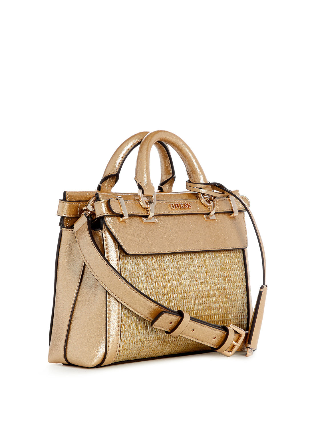 GUESS Gold Sestri Mini Satchel Bag side view