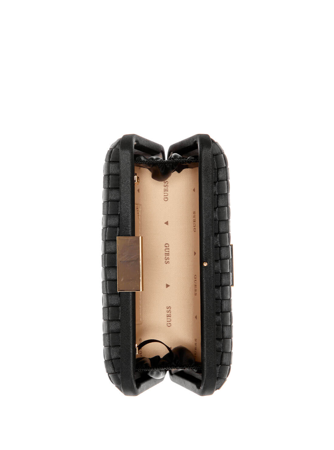 GUESS Black Twiller Minaudiere Clutch Bag inside view