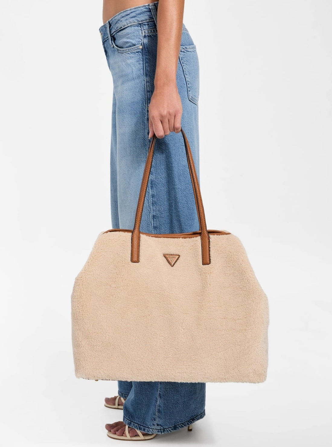 GUESS Womens Natural Victoria Large 2 in 1 Tote Bag WG951429 Model View