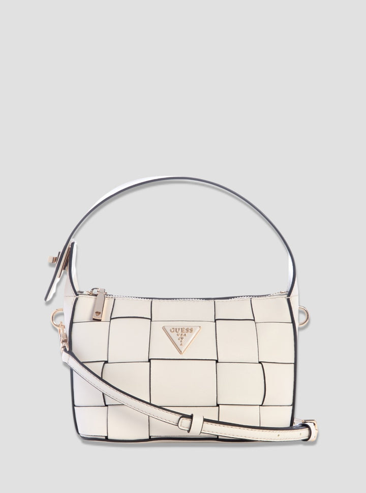 GUESS Womens White Maylee Mini Hobo Crossbody Bag WG966172 Front View