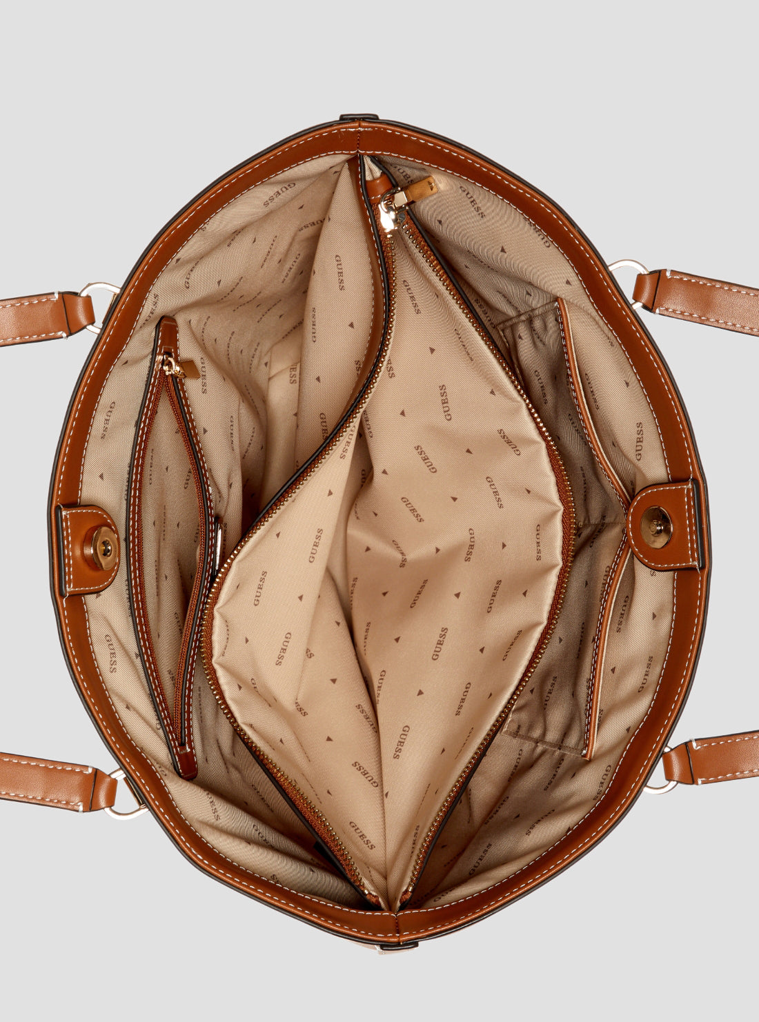 GUESS Womens Caramel Frankie Girlfriend Tote Bag WG973622 Inside View