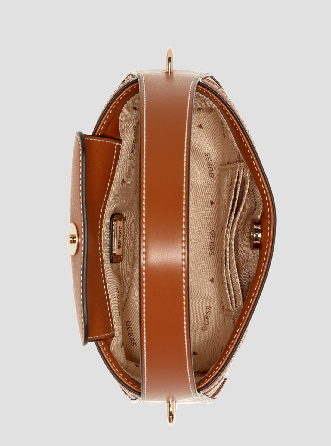 GUESS Womens Caramel Frankie Mini Hobo Bag WG973677 Inside View