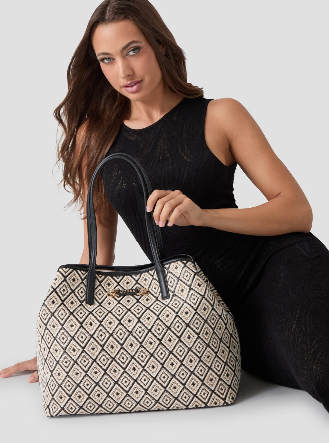GUESS Womens Black Sophia Large 2 In 1 Tote Bag WG991324 Model View