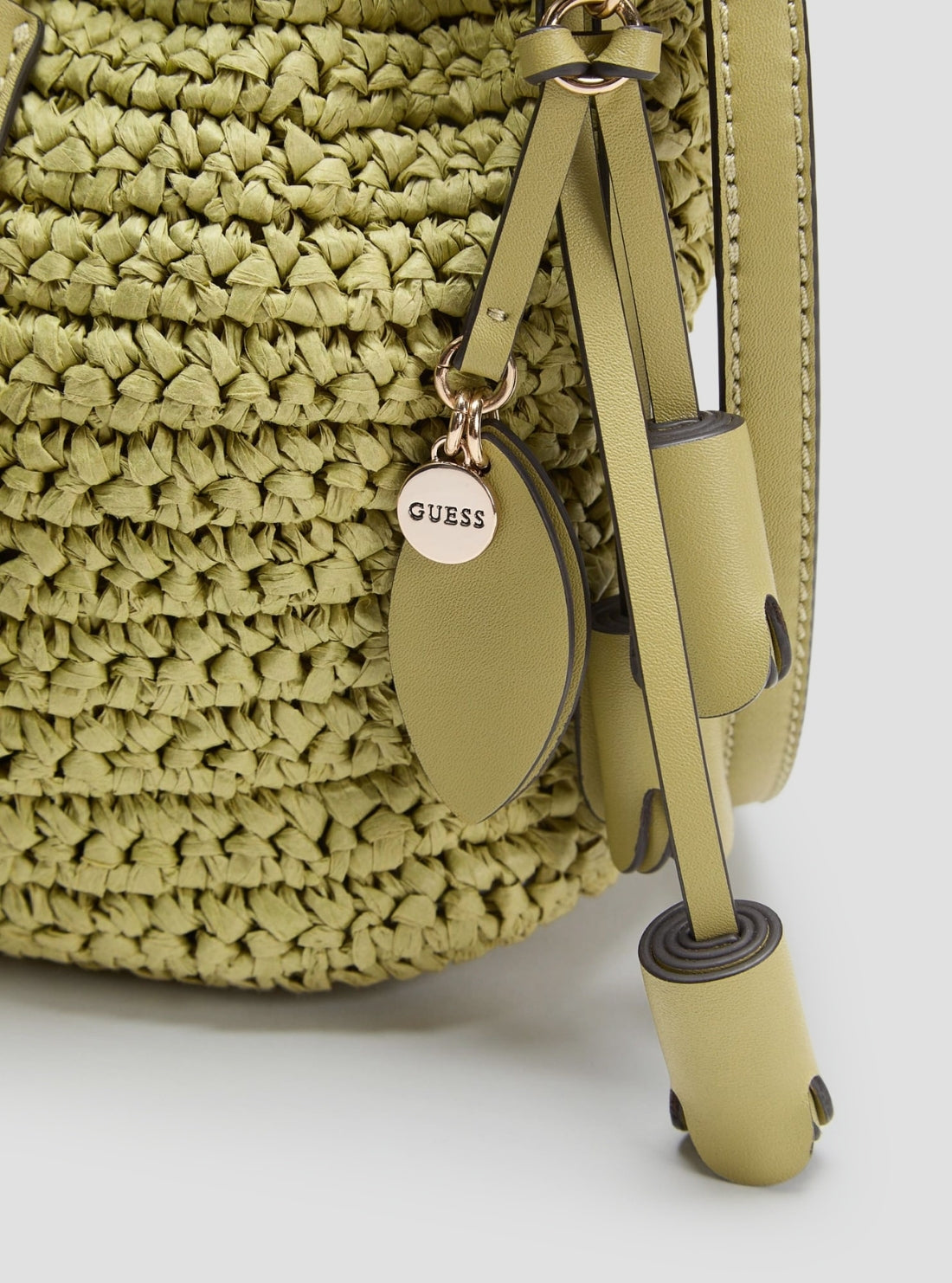 GUESS Womens Green Ofelia Top Handle Bucket Bag WG992303 Detail View