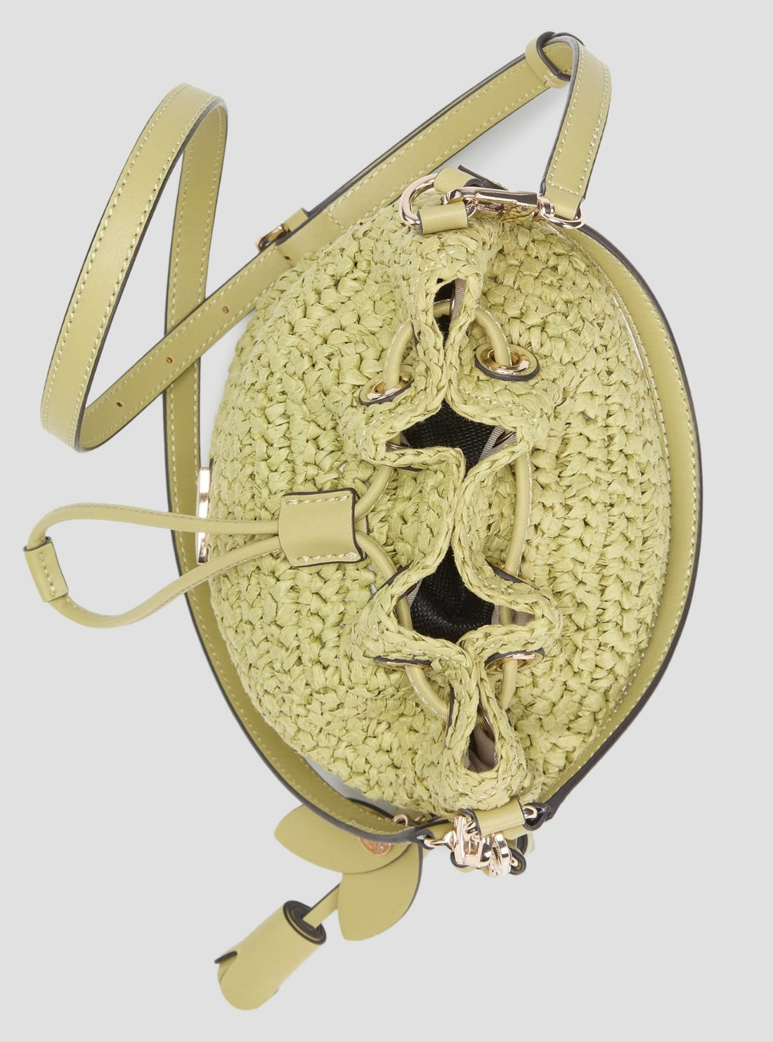 GUESS Womens Green Ofelia Top Handle Bucket Bag WG992303 Inside View