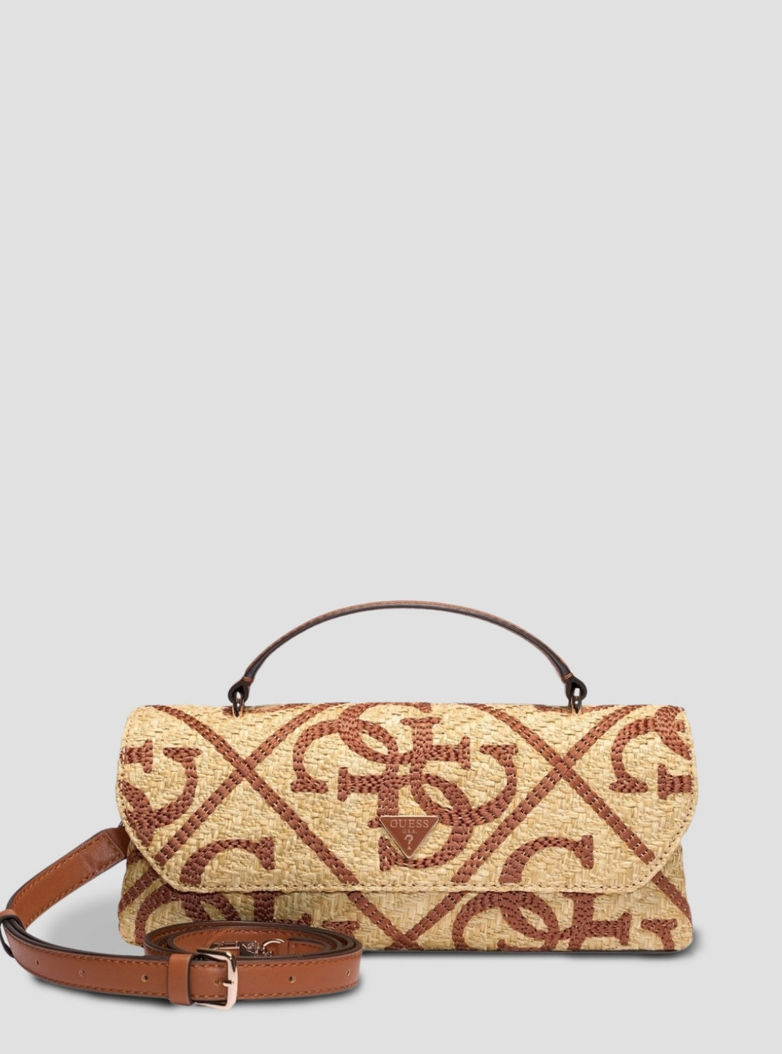 GUESS Womens Natural Caramel Kirsten Top Handle Flap Bag WL974320 Front View2