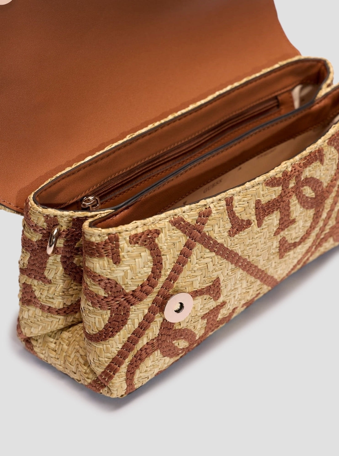 GUESS Womens Natural Caramel Kirsten Top Handle Flap Bag WL974320 Detail View