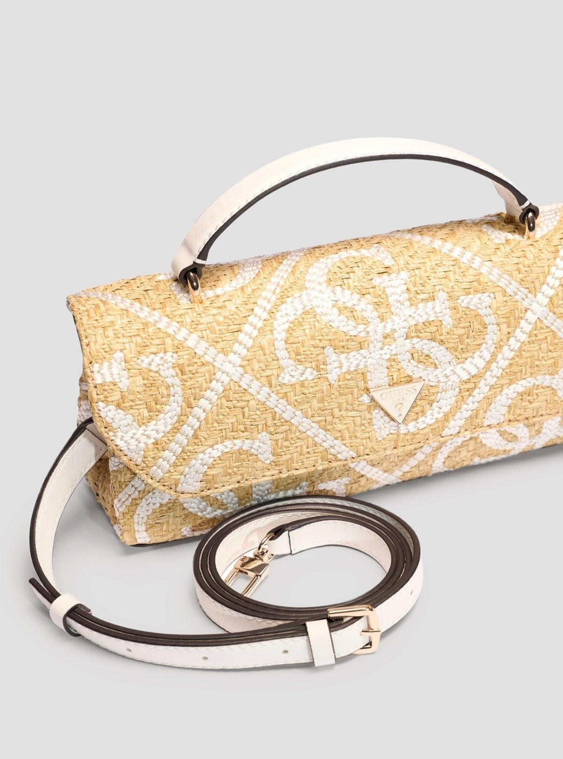 GUESS Womens Natural White Kirsten Top Handle Flap Bag WL974320 Detail View