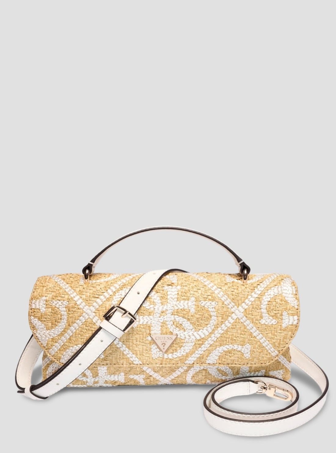 GUESS Womens Natural White Kirsten Top Handle Flap Bag WL974320 Front View2