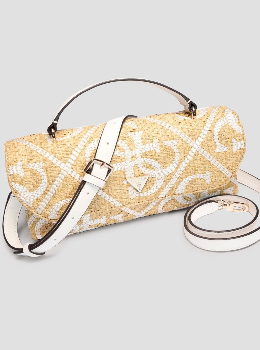 GUESS Womens Natural White Kirsten Top Handle Flap Bag WL974320 Side View