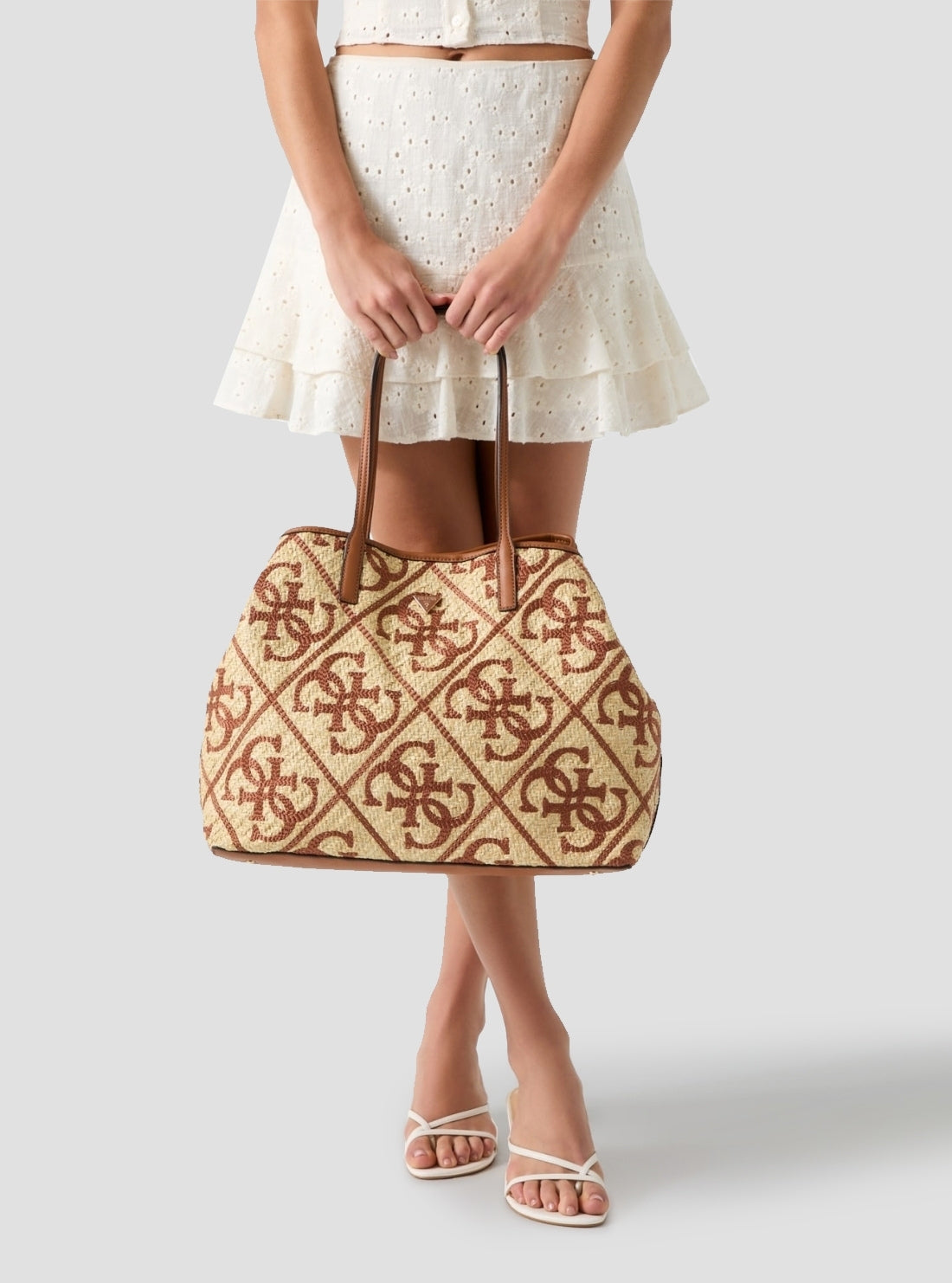 GUESS Womens Natural Brown Kirsten Large 2 In 1 Tote Bag WL974324 Full View