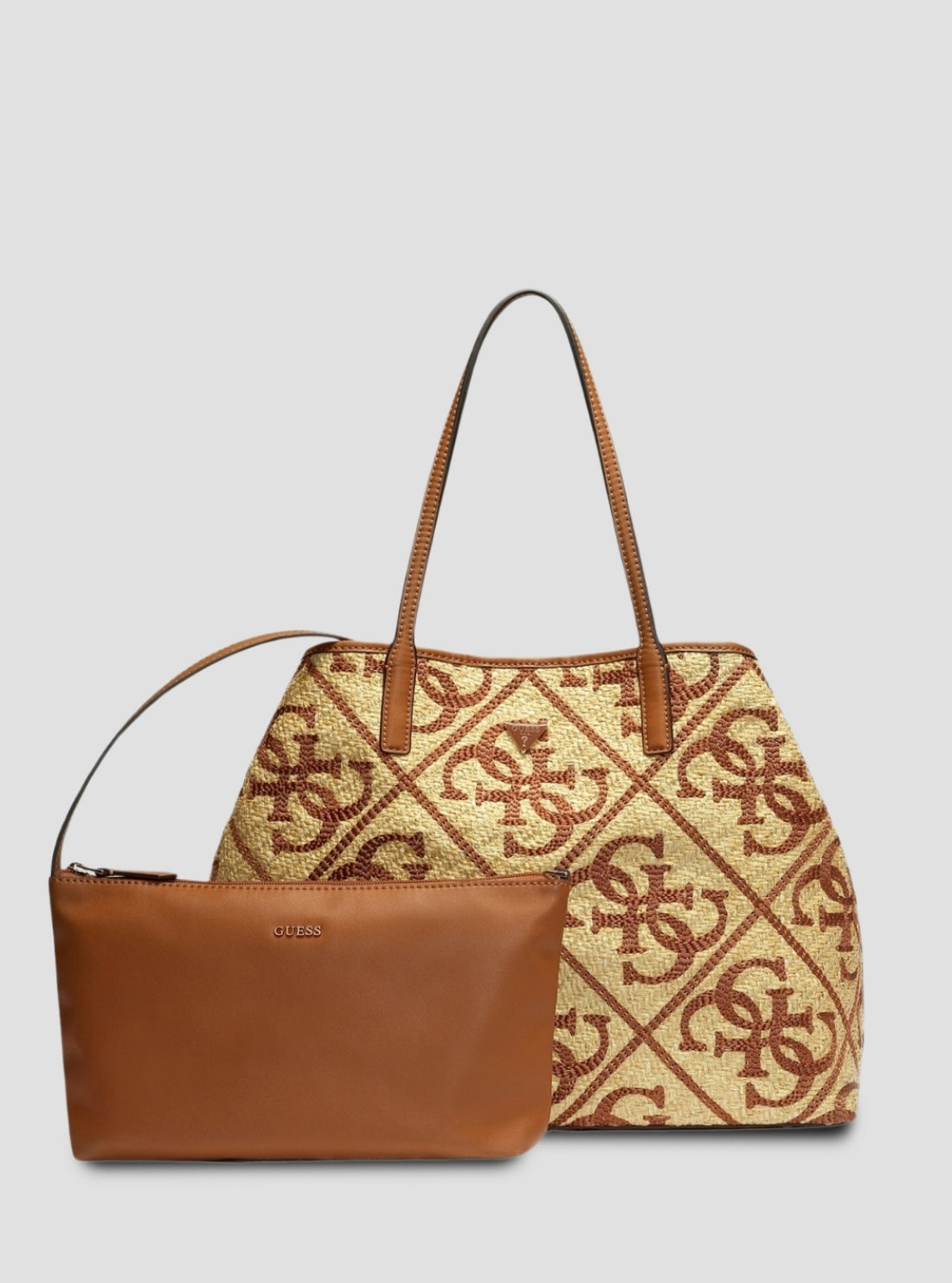 GUESS Womens Natural Brown Kirsten Large 2 In 1 Tote Bag WL974324 Front View