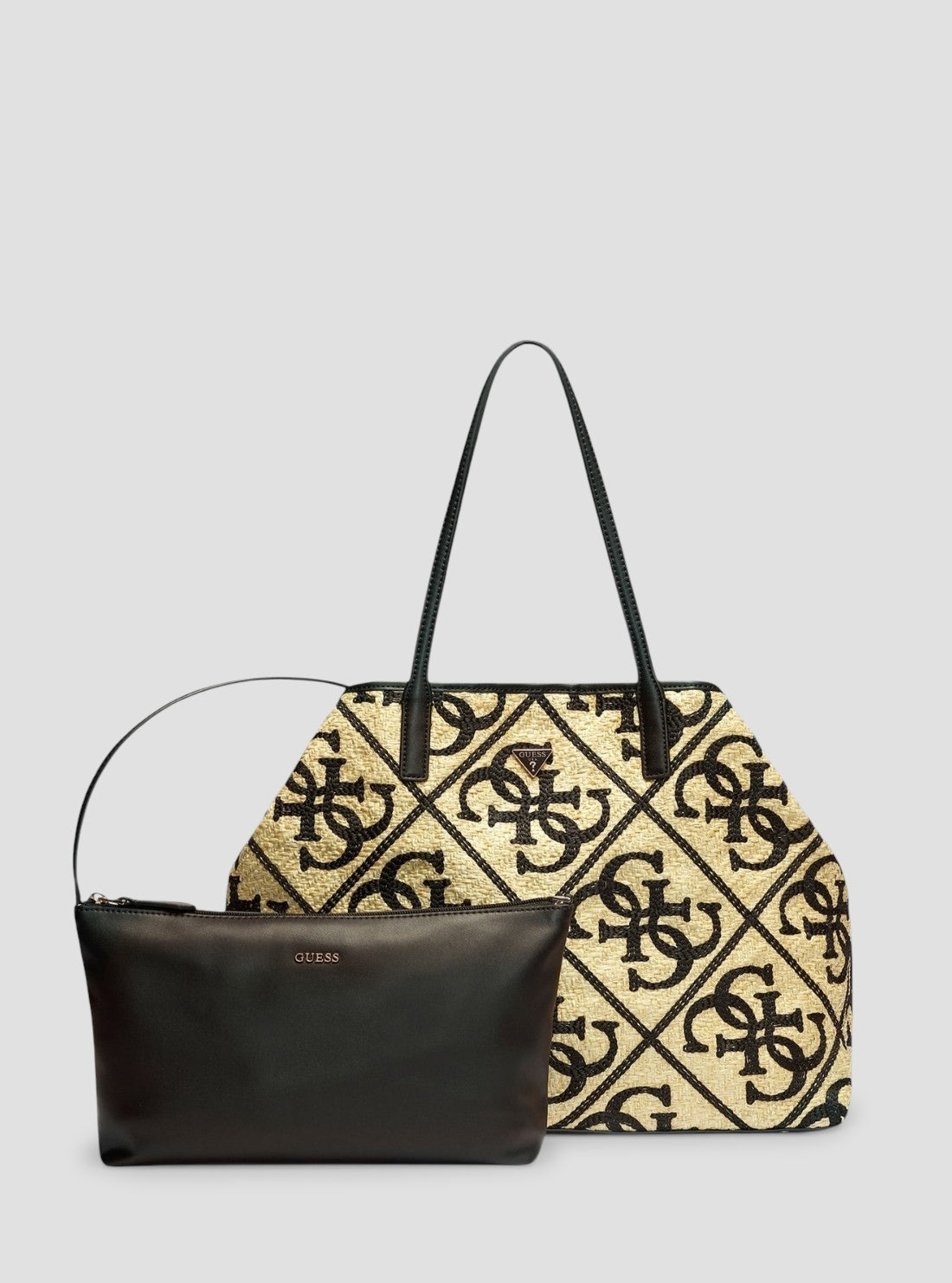 GUESS Womens Natural Black Kirsten Large 2 In 1 Tote Bag WL974324 Front View2