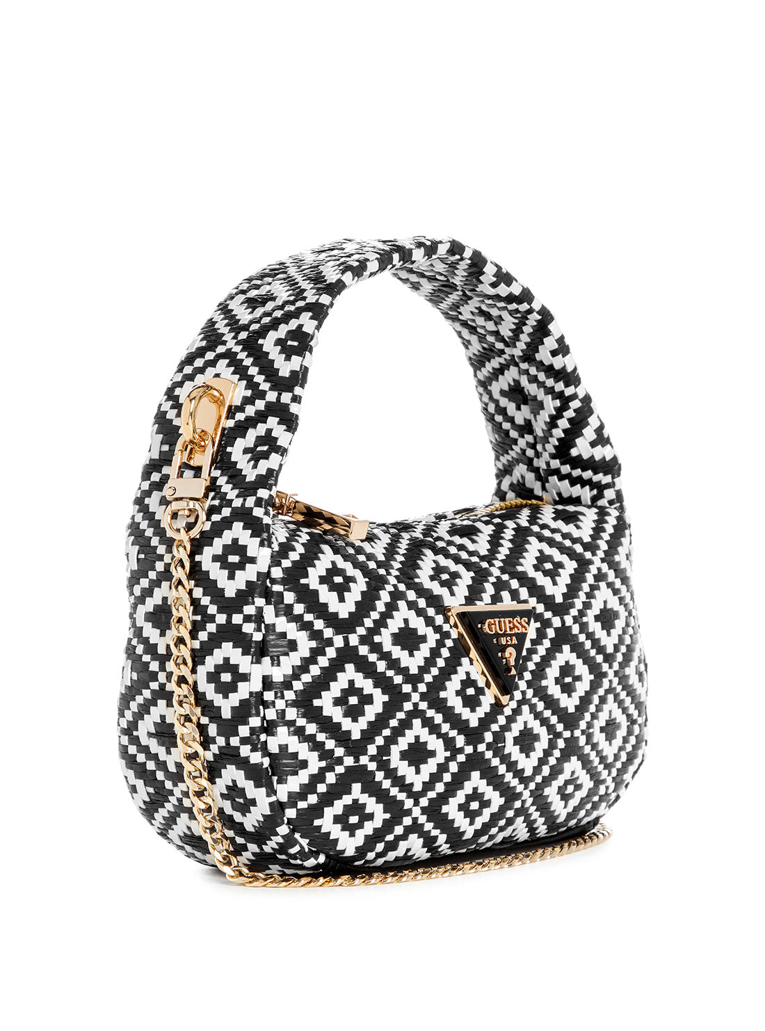 Black Rianee Mini Hobo Raffia Bag side view