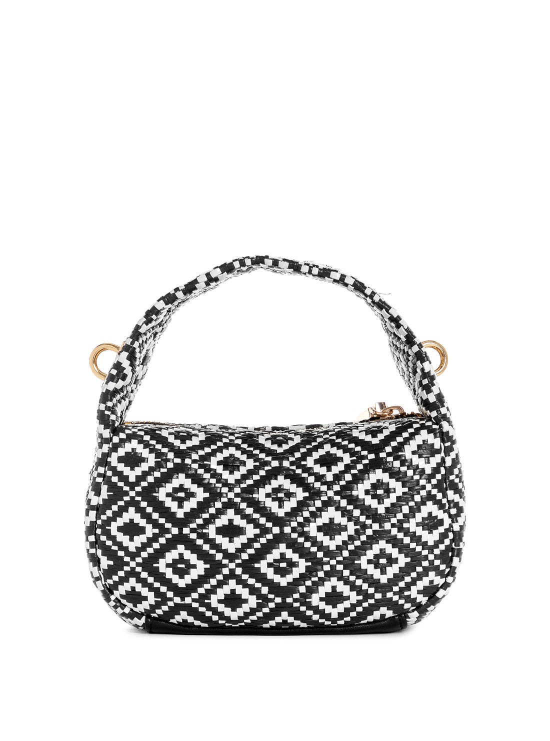 Black Rianee Mini Hobo Raffia Bag back view