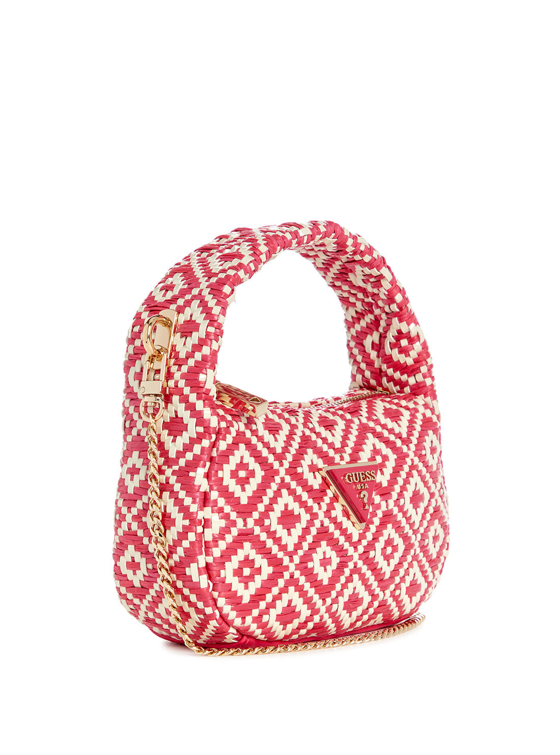 Red Rianee Raffia Mini Hobo Bag