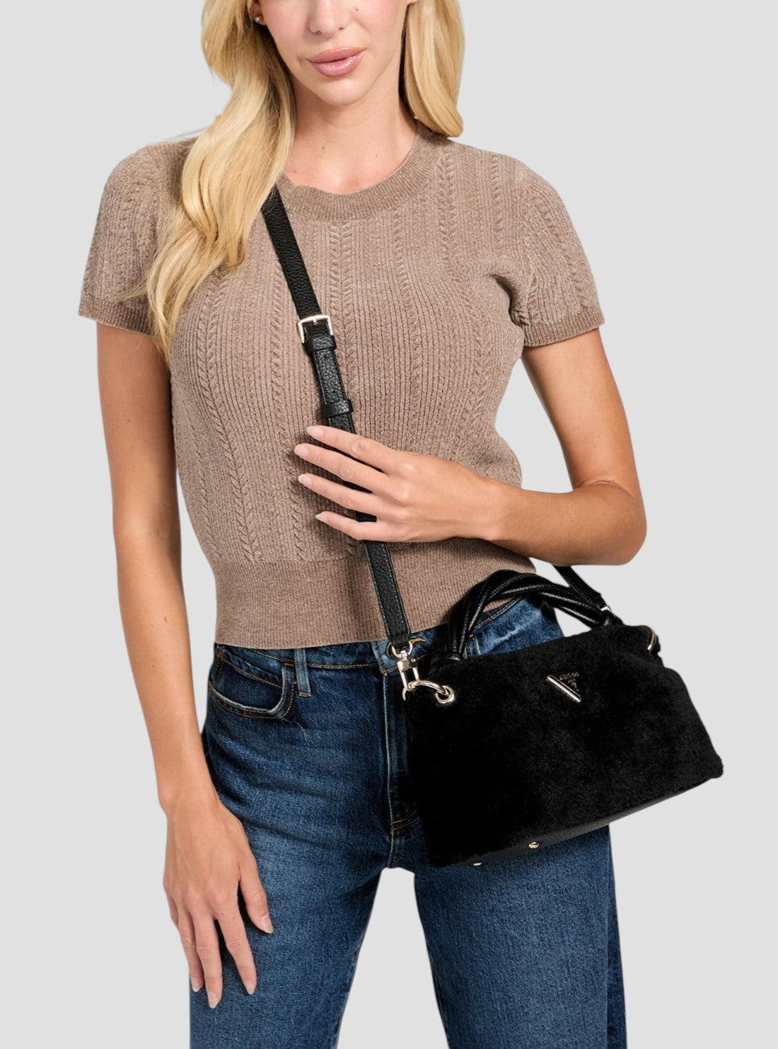 GUESS Womens Black Shaida Top Handle Crossbody Bag WS814311 Full View