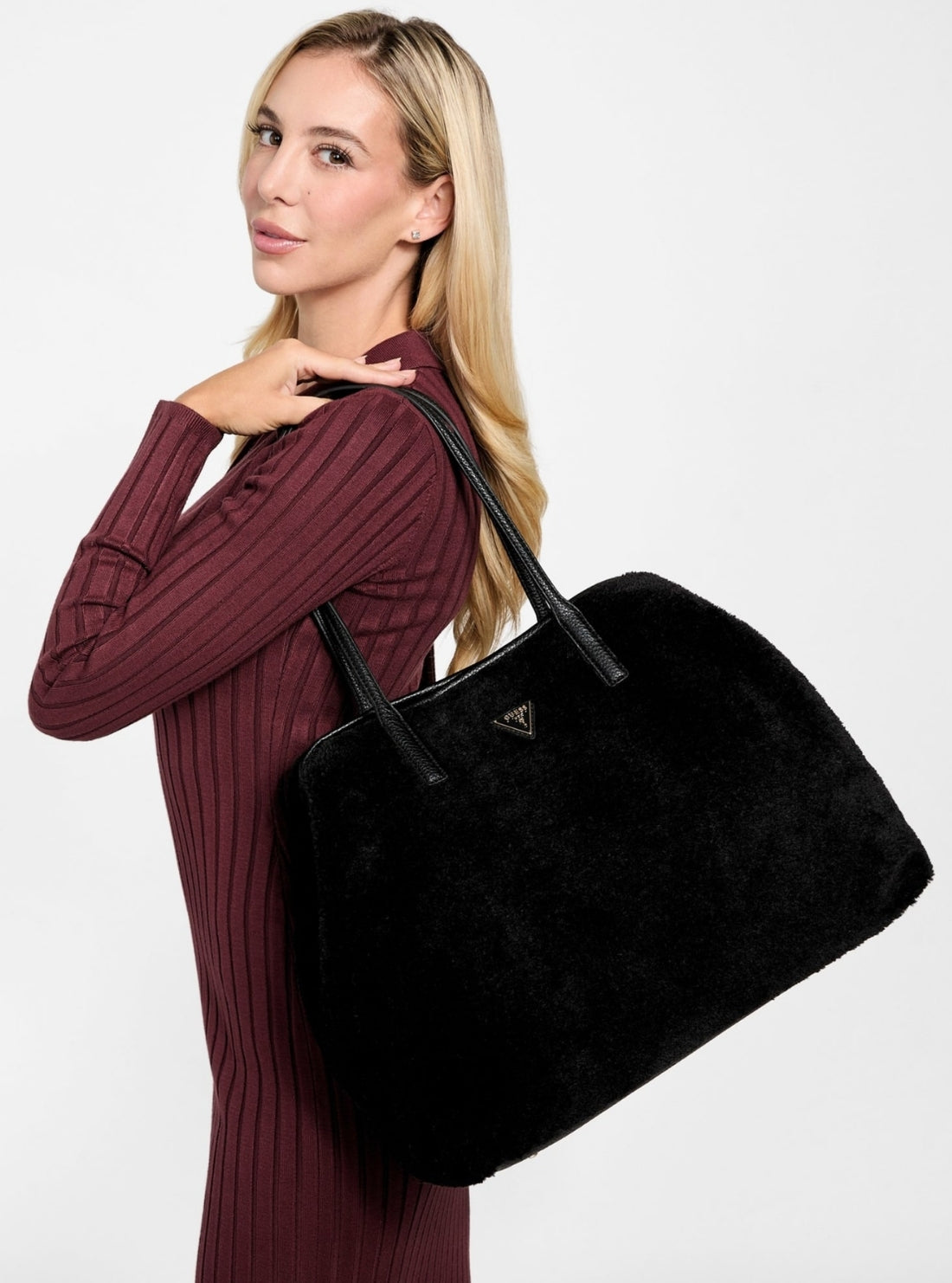 GUESS Womens Black Victoria Large 2 In 1 Tote Bag WS951429 Model View