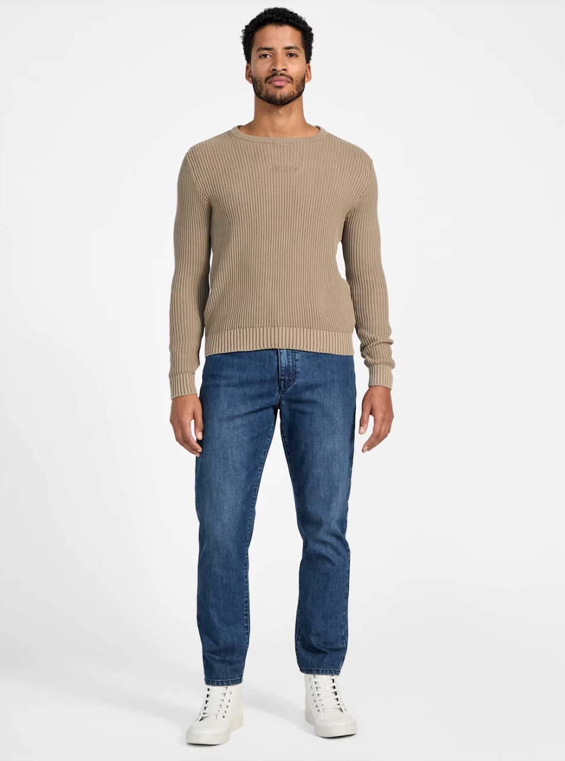 GUESS Mens Brown Olex Knitted Sweater X5OR01Z27Y0 Full View