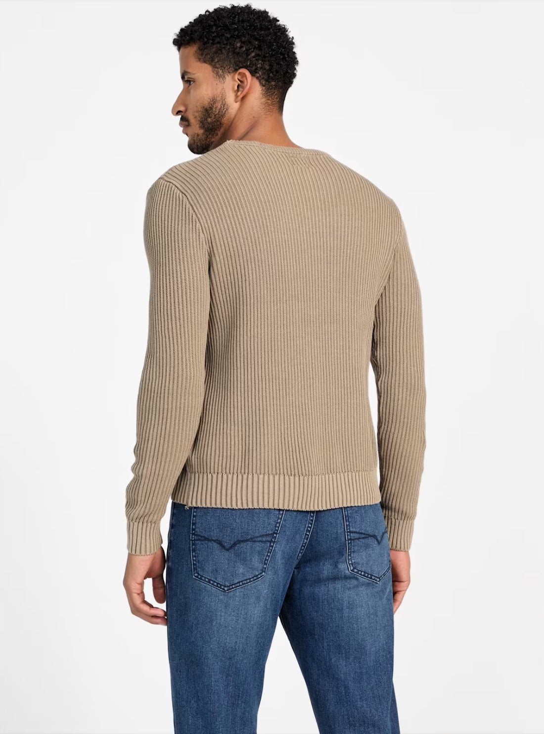 GUESS Mens Brown Olex Knitted Sweater X5OR01Z27Y0 Back View