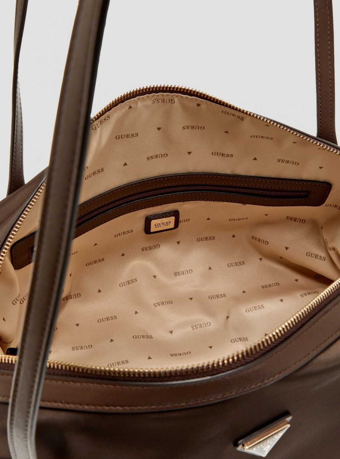 GUESS Womens Brown Hayley Shoulder Satchel Bag YG324409 Inside View