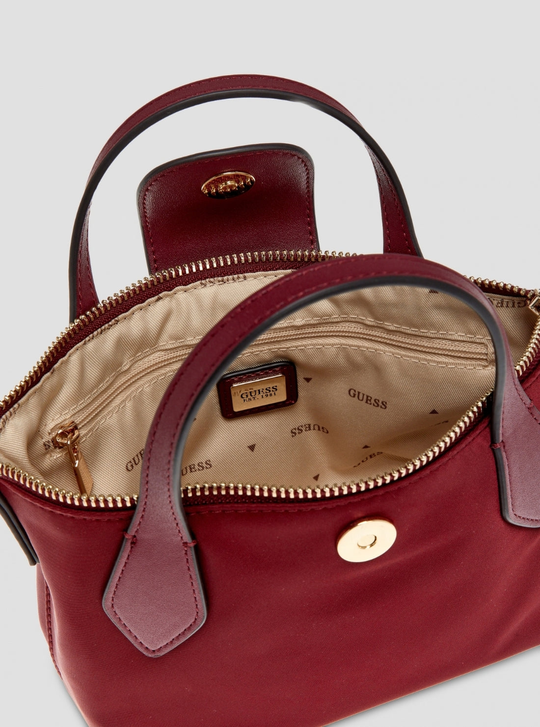 GUESS Womens Red Hayley Mini Tote Bag YG324476 Inside View