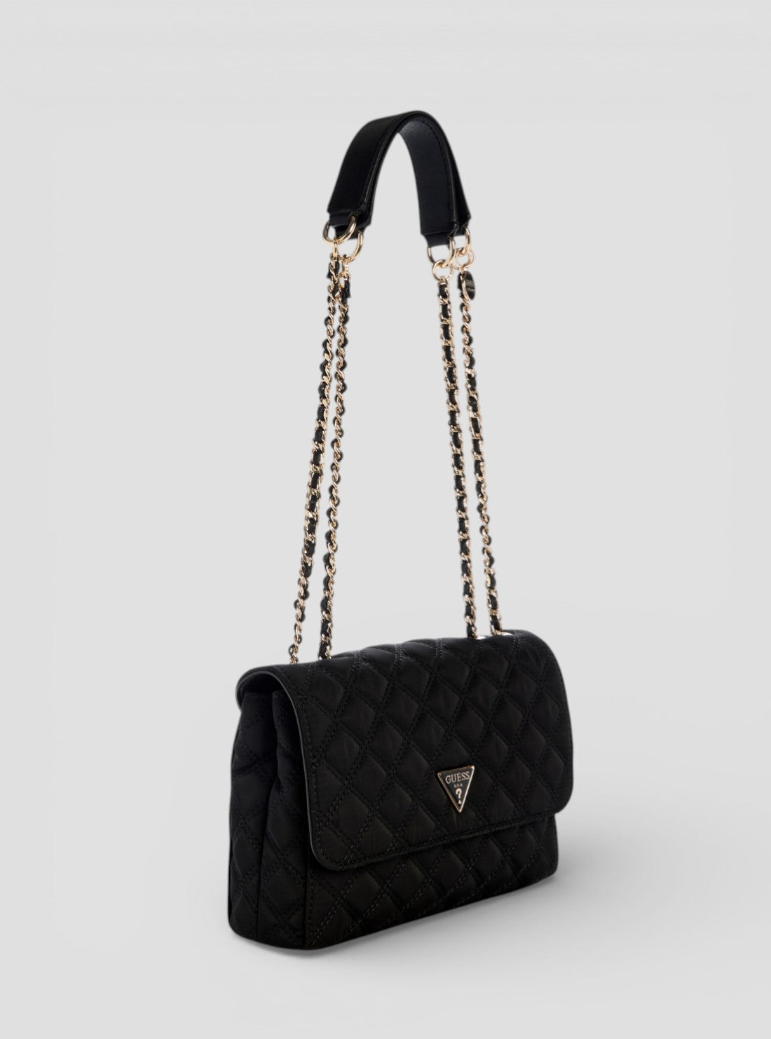 GUESS Womens Black Giully 2 Compartment Convertible Flap Bag YQ874820 Side View